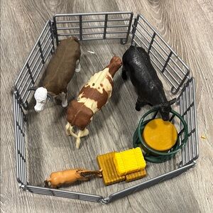 Farm Animal Playset with Brown, Black, and Cream Figures